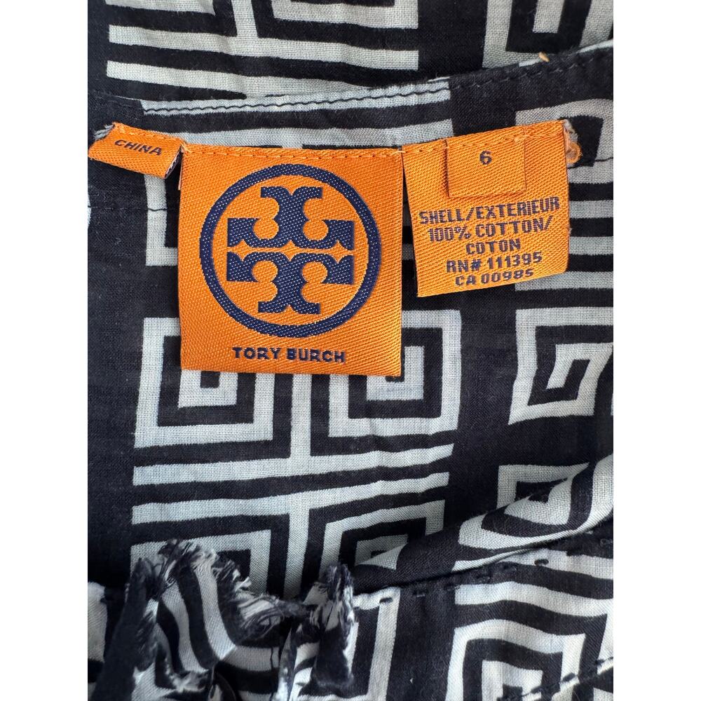Tory Burch Sleeveless Greek Key Print Cotton Top 6 - Picture 6 of 8